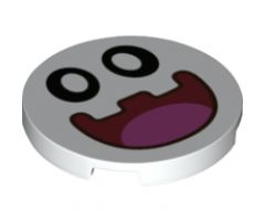 Tile, Round 3 x 3 with Open Mouth, Pink Tongue, Black Eyes and White Pupils Pattern