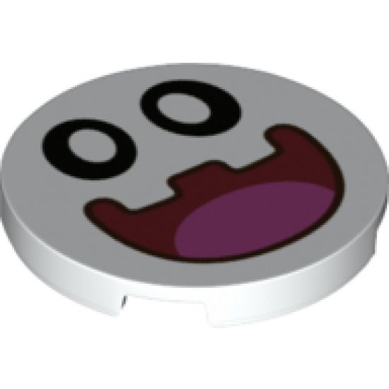 Tile, Round 3 x 3 with Open Mouth, Pink Tongue, Black Eyes and White Pupils Pattern