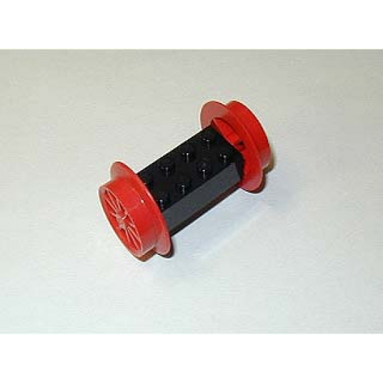 Wheel Brick, Modified 2 x 4 with Wheels, Train Spoked Large (29mm D.) Red Wheels and Pins