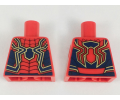 Torso with Large Dark Blue Spider, Black Webs, Gold and Blue Trim Pattern