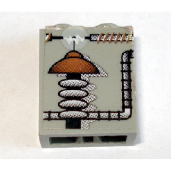 Brick 1 x 2 x 2 with Inside Axle Holder with Lab Equipment Pattern (Sticker) - Set 1382