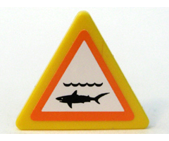 Road Sign 2 x 2 Triangle with Clip with Shark Infested Waters Pattern (Sticker) - Set 7739
