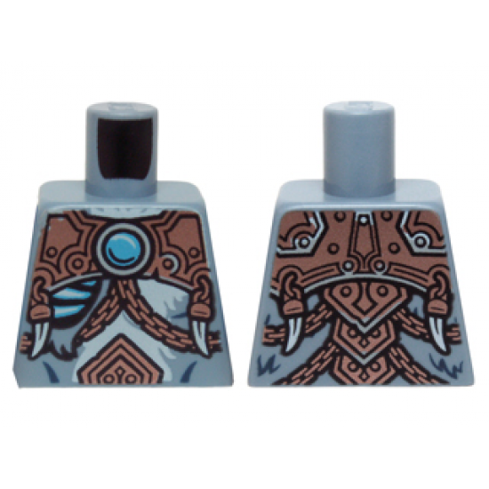 Torso Fur with Glowing Bones, Copper Armor with Rivets, Chains and Blue Round Jewel (Chi) Pattern