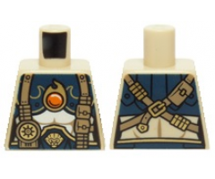 Torso Chima Female Outline with Dark Blue and Gold Armor with Scales, Straps, Pouches and Fire Chi Emblem Pattern