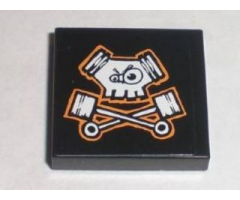 Tile 2 x 2 with Pistons Skull Pattern (Sticker) - Set 8211