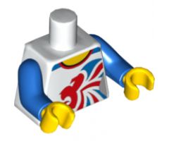 Torso Gymnast Leotard with Large Red and Blue Team GB Logo Pattern / Blue Arms / Yellow Hands