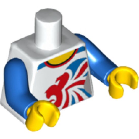 Torso Gymnast Leotard with Large Red and Blue Team GB Logo Pattern / Blue Arms / Yellow Hands