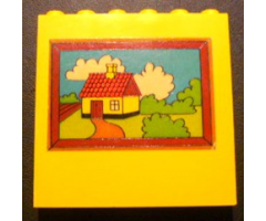 Brick 1 x 6 x 5 with Picture of House in Brown Frame Pattern (Sticker) - Set 232