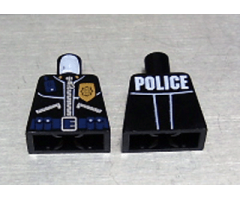 Torso Police Jacket with Gold Badge, Radio, and Police Pattern on Back