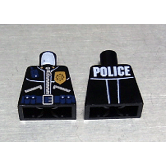 Torso Police Jacket with Gold Badge, Radio, and Police Pattern on Back