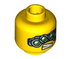 Minifigure, Head Alien with Four Mechanical Eyes, Teeth Pattern - Blocked Open Stud