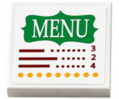 Tile 2 x 2 with 'MENU', Prices and Yellow Dots Pattern (Sticker) - Set 41311