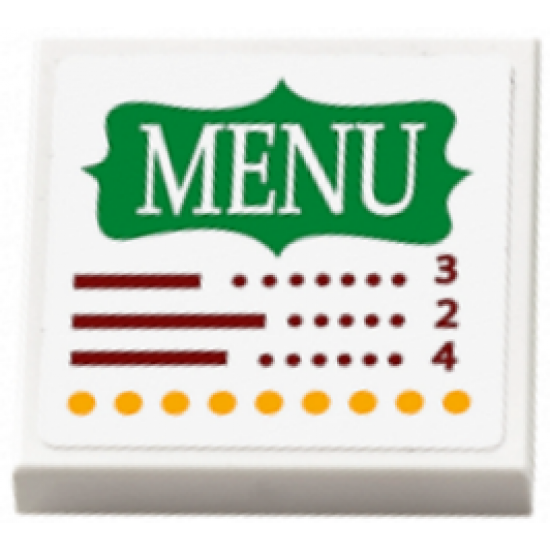 Tile 2 x 2 with 'MENU', Prices and Yellow Dots Pattern (Sticker) - Set 41311