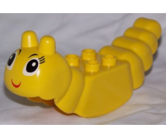 Duplo, Animal Insect Body with 2 x 2 Studs and Antenna with Black Eyes and Red Smile Pattern