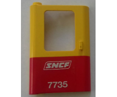 Door 1 x 4 x 5 Train Left with Red Bottom Half and White 'SNCF 7735' Pattern (Sticker) - Set 7735