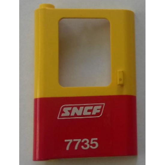 Door 1 x 4 x 5 Train Left with Red Bottom Half and White 'SNCF 7735' Pattern (Sticker) - Set 7735