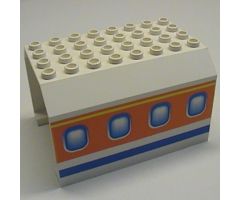 Aircraft Fuselage Angular Top 6 x 8 x 4 with Windows on Blue, Orange, and Yellow Stripes Pattern
