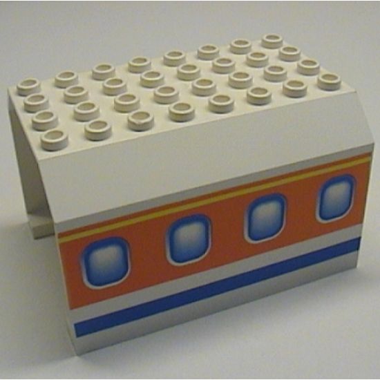 Aircraft Fuselage Angular Top 6 x 8 x 4 with Windows on Blue, Orange, and Yellow Stripes Pattern