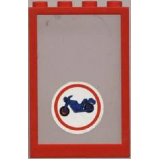 Window 1 x 4 x 5 with Fixed Glass and Blue Motorcycle and Red Circle Pattern (Sticker) - Set 6373