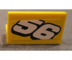 Panel 1 x 2 x 1 with White Number 56 Sloping Downward Pattern (Sticker) - Set 8183
