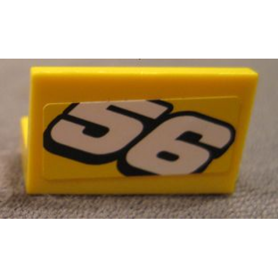 Panel 1 x 2 x 1 with White Number 56 Sloping Downward Pattern (Sticker) - Set 8183
