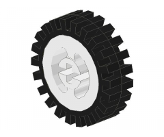 Wheel & Tire Assembly Technic Split Axle Hole with Black Tire 24mm D. x 8mm Offset Tread - Interior Ridges (3482 / 3483)