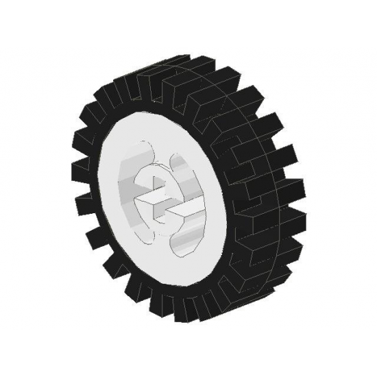 Wheel & Tire Assembly Technic Split Axle Hole with Black Tire 24mm D. x 8mm Offset Tread - Interior Ridges (3482 / 3483)
