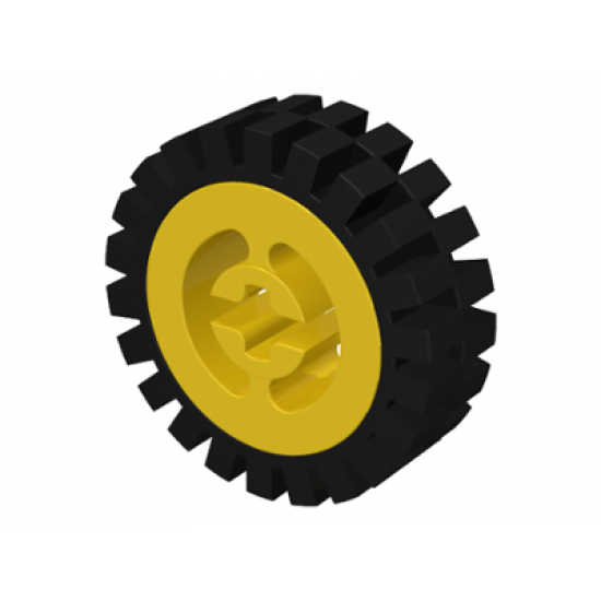 Wheel & Tire Assembly Technic Split Axle Hole with Black Tire 24mm D. x 8mm Offset Tread - Interior Ridges (3482 / 3483)
