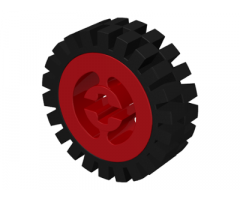 Wheel & Tire Assembly Technic Split Axle Hole with Black Tire 24mm D. x 8mm Offset Tread - Interior Ridges (3482 / 3483)