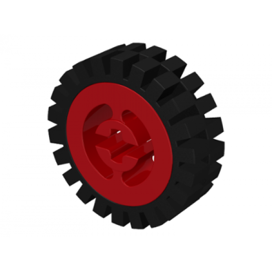 Wheel & Tire Assembly Technic Split Axle Hole with Black Tire 24mm D. x 8mm Offset Tread - Interior Ridges (3482 / 3483)