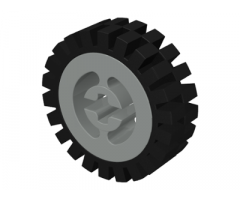 Wheel & Tire Assembly Technic Split Axle Hole with Black Tire 24mm D. x 8mm Offset Tread - Interior Ridges (3482 / 3483)