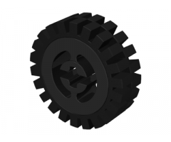 Wheel & Tire Assembly Technic Split Axle Hole with Black Tire 24mm D. x 8mm Offset Tread - Interior Ridges (3482 / 3483)