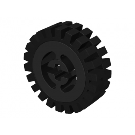 Wheel & Tire Assembly Technic Split Axle Hole with Black Tire 24mm D. x 8mm Offset Tread - Interior Ridges (3482 / 3483)