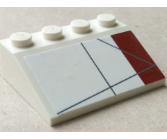 Slope 33 3 x 4 with Dark Red Rectangle Pattern Model Left Side (Sticker) - Set 10215