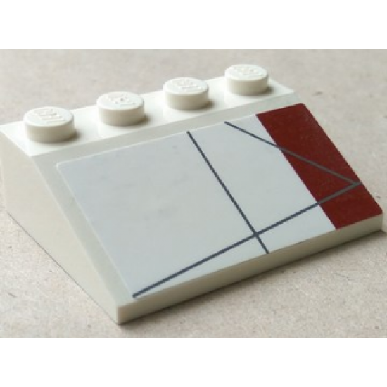 Slope 33 3 x 4 with Dark Red Rectangle Pattern Model Left Side (Sticker) - Set 10215