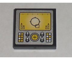 Tile 2 x 2 with Silver Control Panel with Yellow Display Pattern (Sticker) - Set 8971