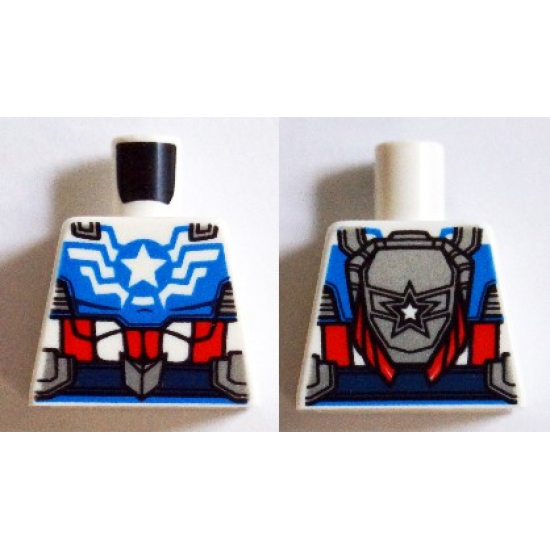 Torso Super Hero Suit with Red and White Belt, Light Bluish Gray Armor, and White Star Pattern (SDCC Captain America)