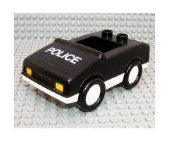 Duplo, Vehicle Car with 1 x 2 Studs with White Base and 'POLICE' Pattern