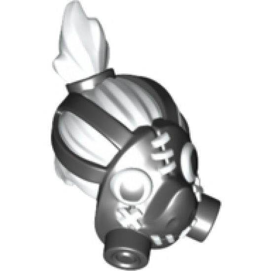 Minifigure, Headgear Gas Mask Roadhog with White Hair in Top Knot Pattern