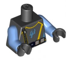 Torso Aquazone Aquaraiders II Trident, Silver Belt and Zipper Pattern / Medium Blue Arms / Black Hands