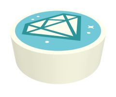 Tile, Round 1 x 1 with Dark Turquoise Diamond Outline on Medium Azure Background Pattern