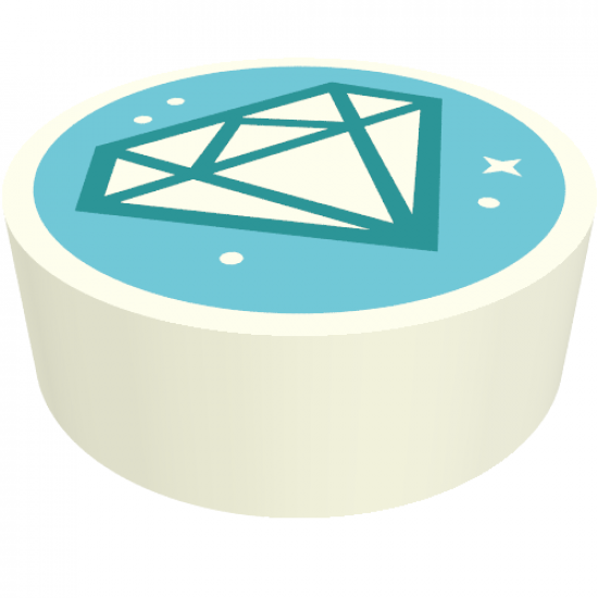 Tile, Round 1 x 1 with Dark Turquoise Diamond Outline on Medium Azure Background Pattern