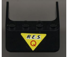 Windscreen 4 x 4 x 1 with Black 'R.E.S.' and Red 'Q' on Yellow Triangle Pattern (Sticker) - Set 6451