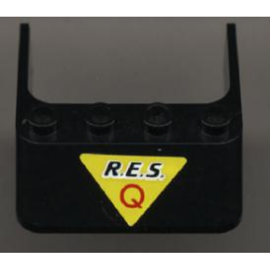 Windscreen 4 x 4 x 1 with Black 'R.E.S.' and Red 'Q' on Yellow Triangle Pattern (Sticker) - Set 6451