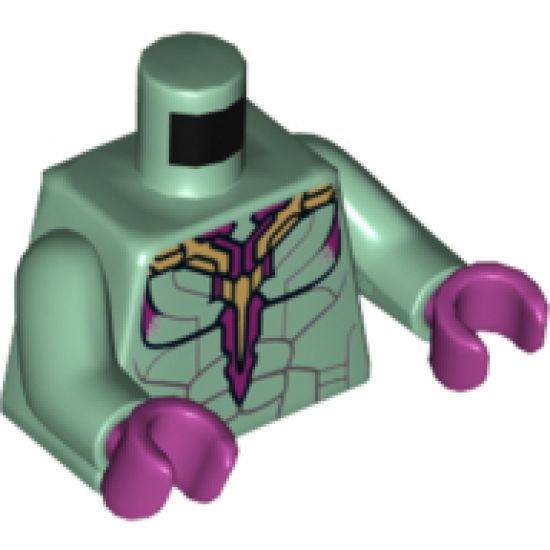 Torso Muscles Outline with Sand Purple Lines and Gold and Magenta Armor Plating Pattern (Vision) / Sand Green Arms / Magenta Hands