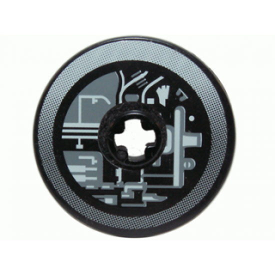 Technic, Disk 3 x 3 with Machinery Pattern 2 (Sticker) - Set 4504