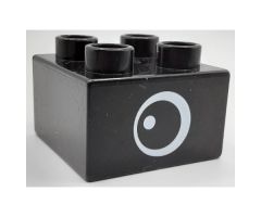 Duplo, Brick 2 x 2 with Eye with White Spot Pattern, on Two Sides - Type 2