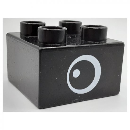 Duplo, Brick 2 x 2 with Eye with White Spot Pattern, on Two Sides - Type 2