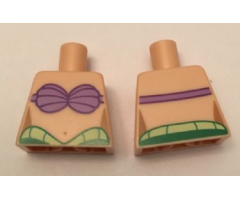 Torso Mermaid Medium Lavender Shell Bra, Navel, and Green and Yellow Waist Pattern