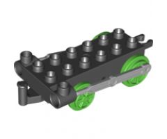 Duplo, Train Steam Engine Chassis with Light Bluish Gray Drive Rod and 4 Bright Green Wheels